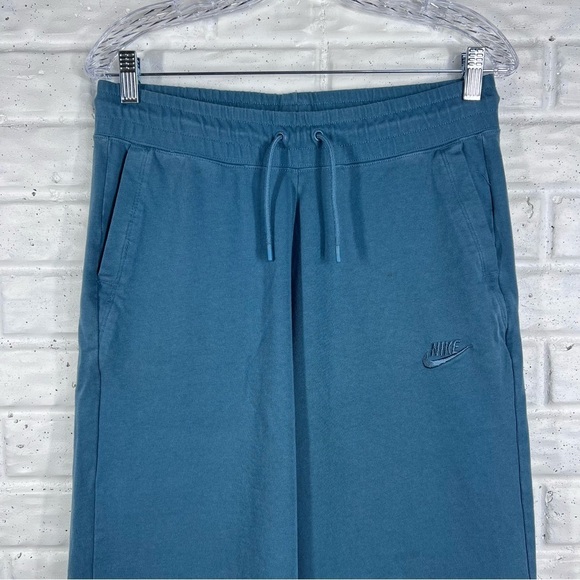 NIKE Medium Teal Cotton Pull on Cropped Wide Leg Lounge Pants - Picture 8 of 9